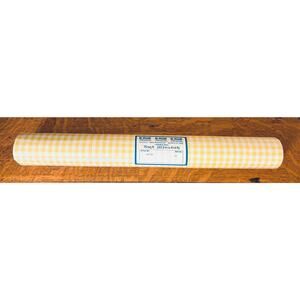 Double Roll of Vintage Yellow + White Gingham Wallpaper, New, 70 SQFT
